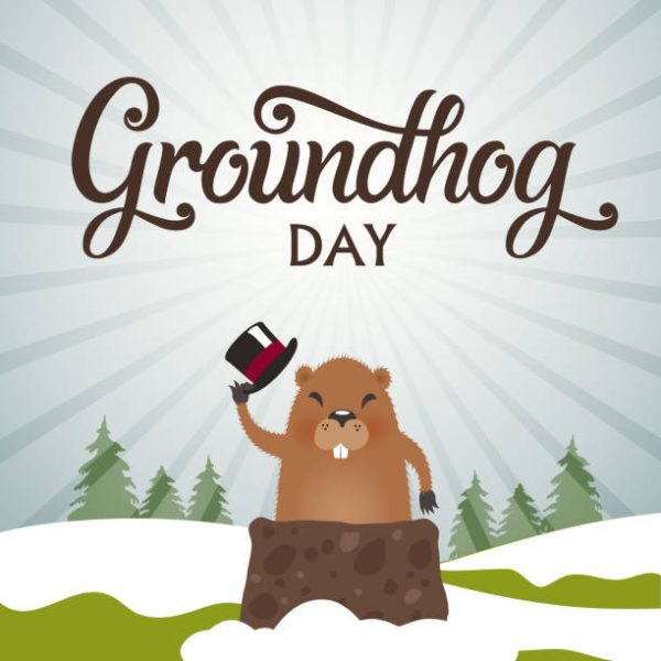 Groundhog Day typography vector design for greeting cards and poster. Lettering greeting. Vector illustration.