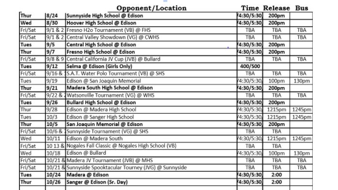 Polo Schedule